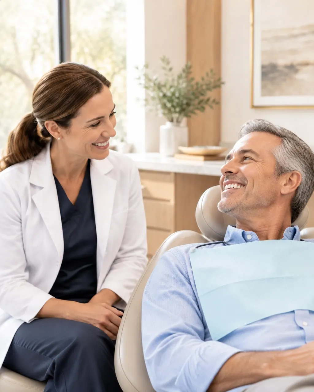 Patient relaxed during a restorative dental visit